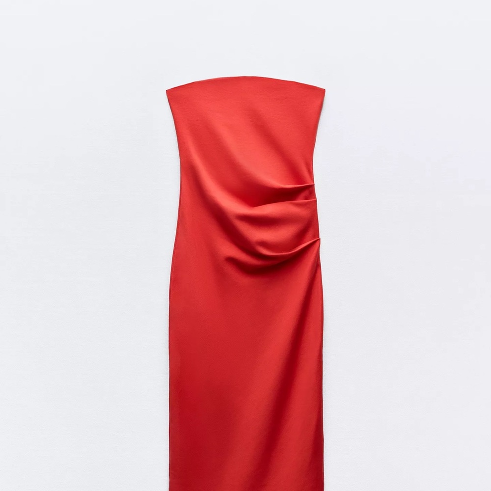 Zara Vibrant Red Strapless Dress